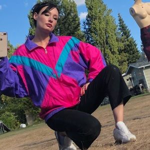 Neon Retro 90’s Lined Windbreaker- True Vintage